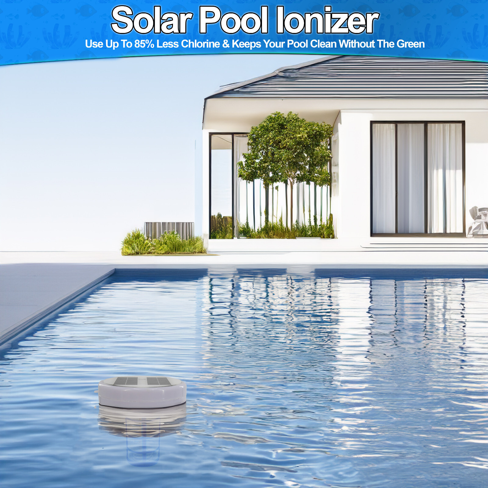 Solar Pool Ionizer w Copper & Steel Anode - Pool Water Cleaner Swimming Pools
