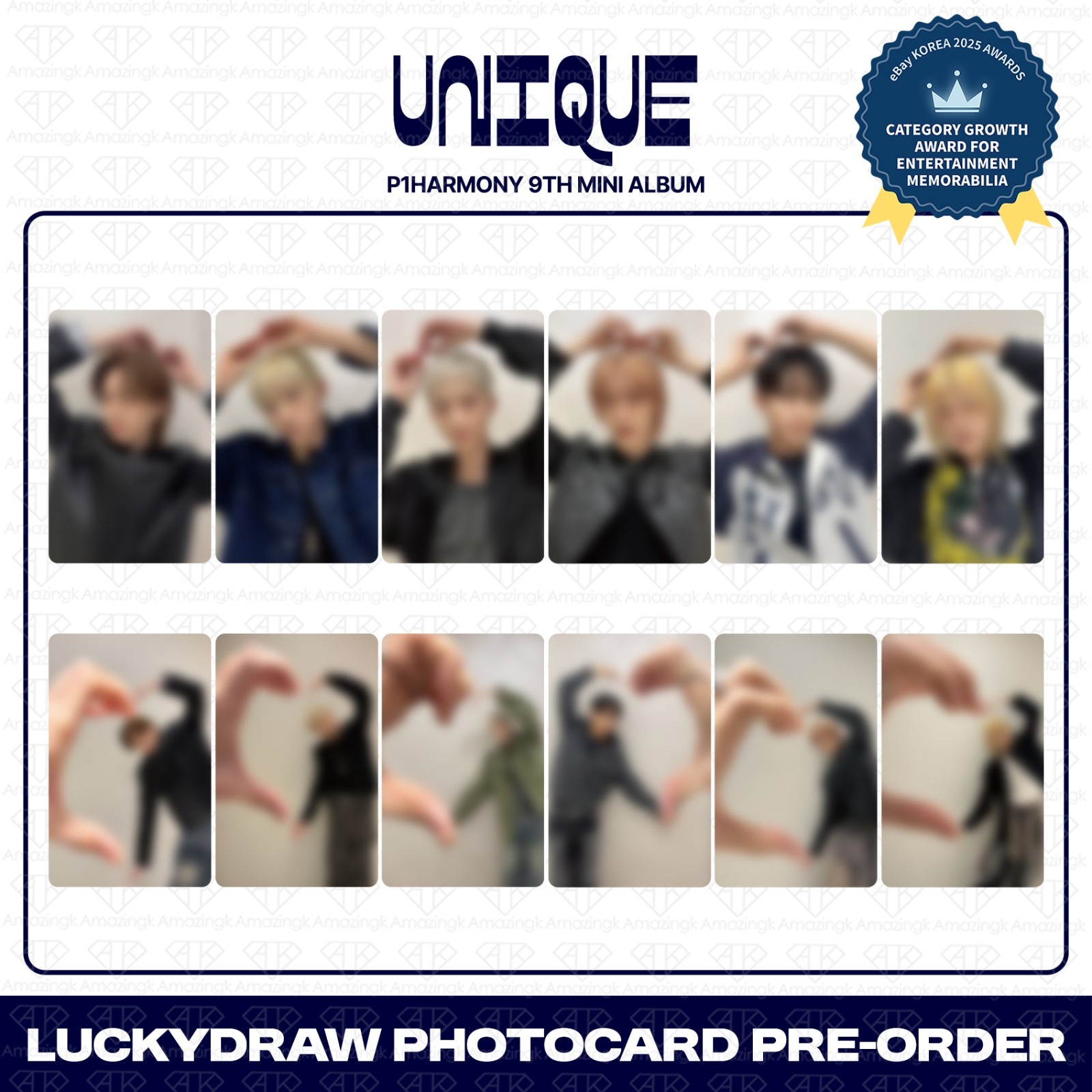 [PreSale] P1Harmony 9th Mini Album UNIQUE Everline LuckyDraw Photocard