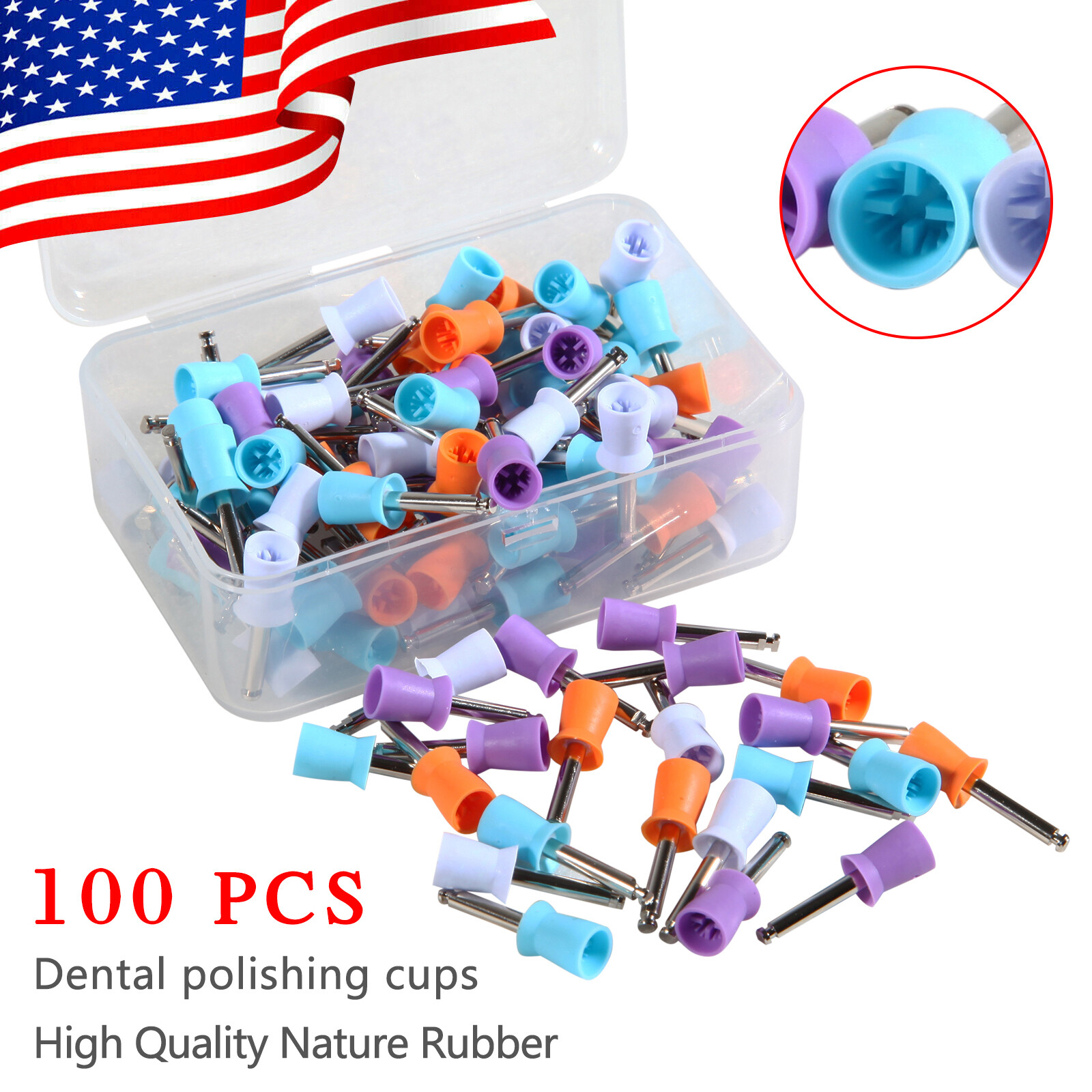 100-1000*Dental Rubber Prophy Tooth Teeth Polish Polishing Cups Latch Type Brush