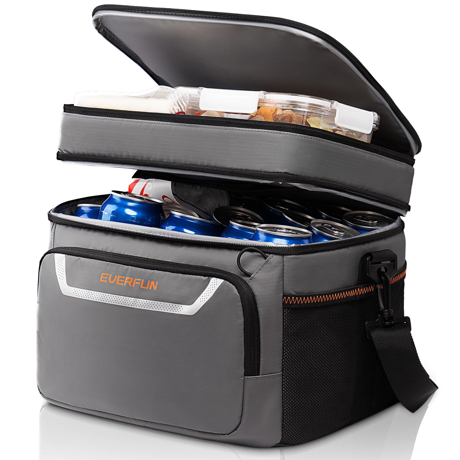EVERFUN Small Cooler Bag 24/48 Can Insulated Lunch Box Double Deck Soft Leak-...