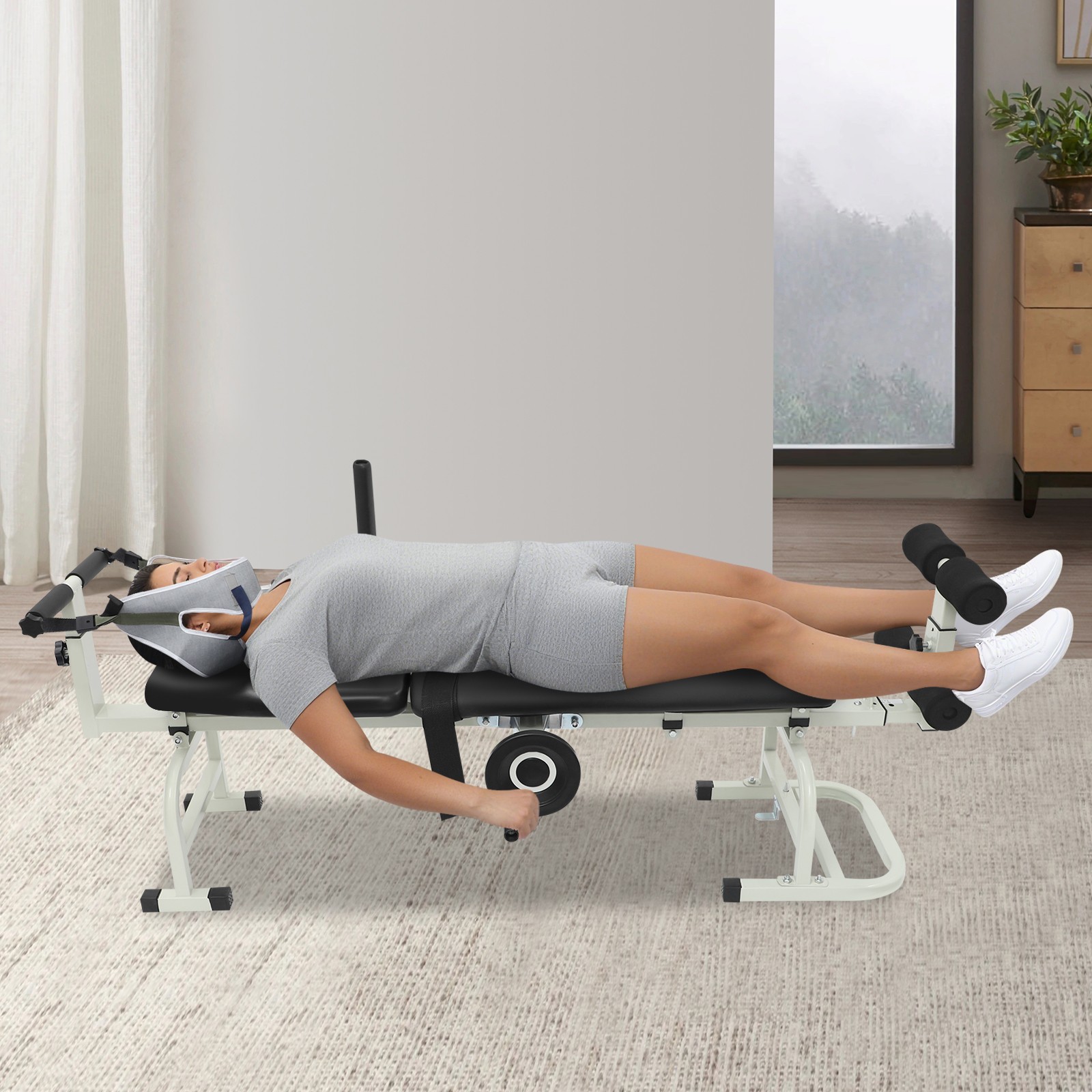 Multi-function Cervical Traction Device Back/Neck Stretcher Lumbar Stretch Bench