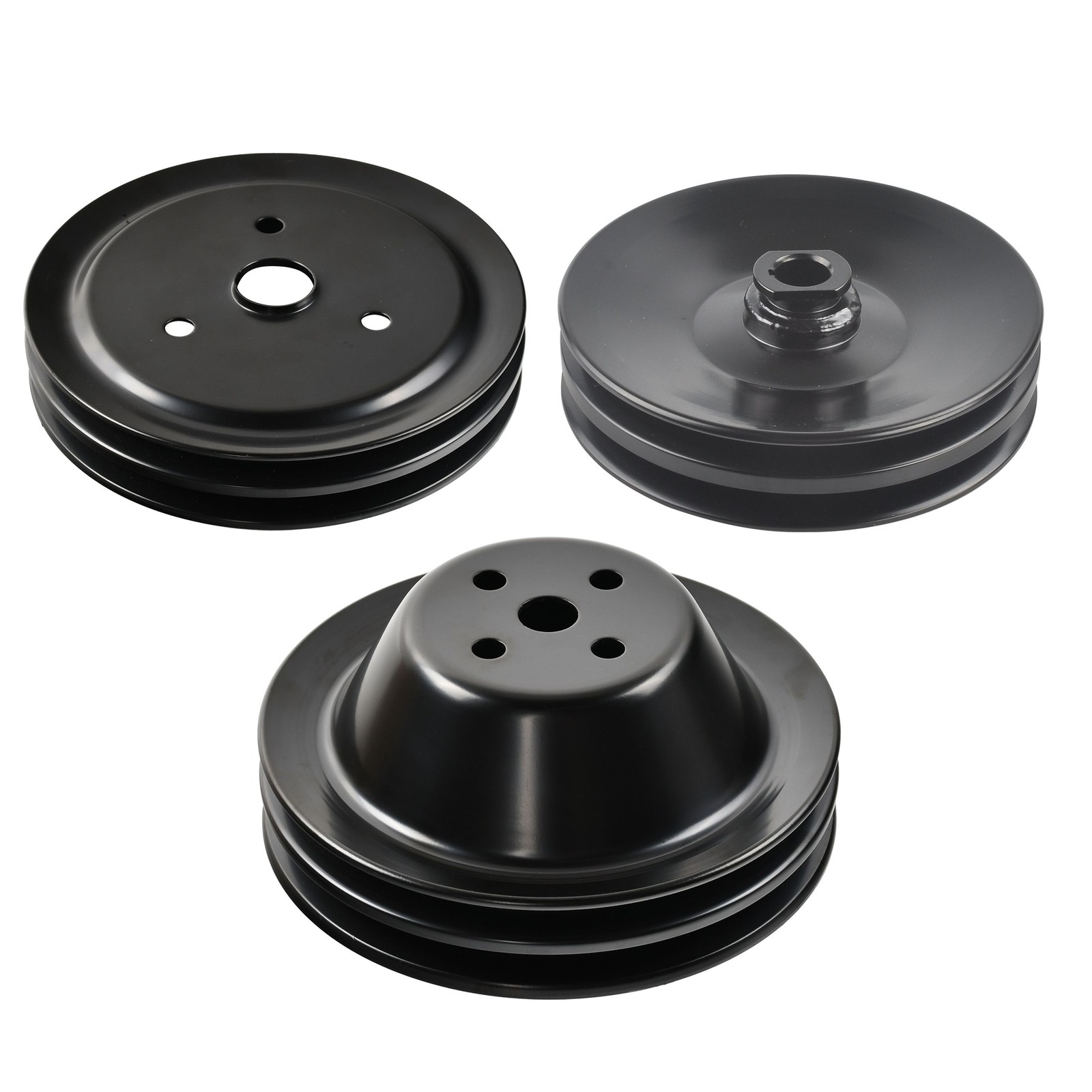 Double-Groove Power Steering Water Pump Crankshaft Pulley Kit for Chevy SBC 305