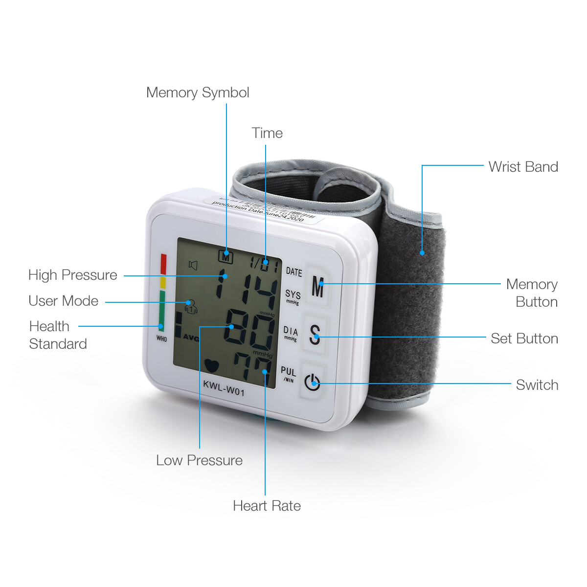 Automatic Digital Wrist Blood Pressure Monitor BP Cuff Machine Test Device USA