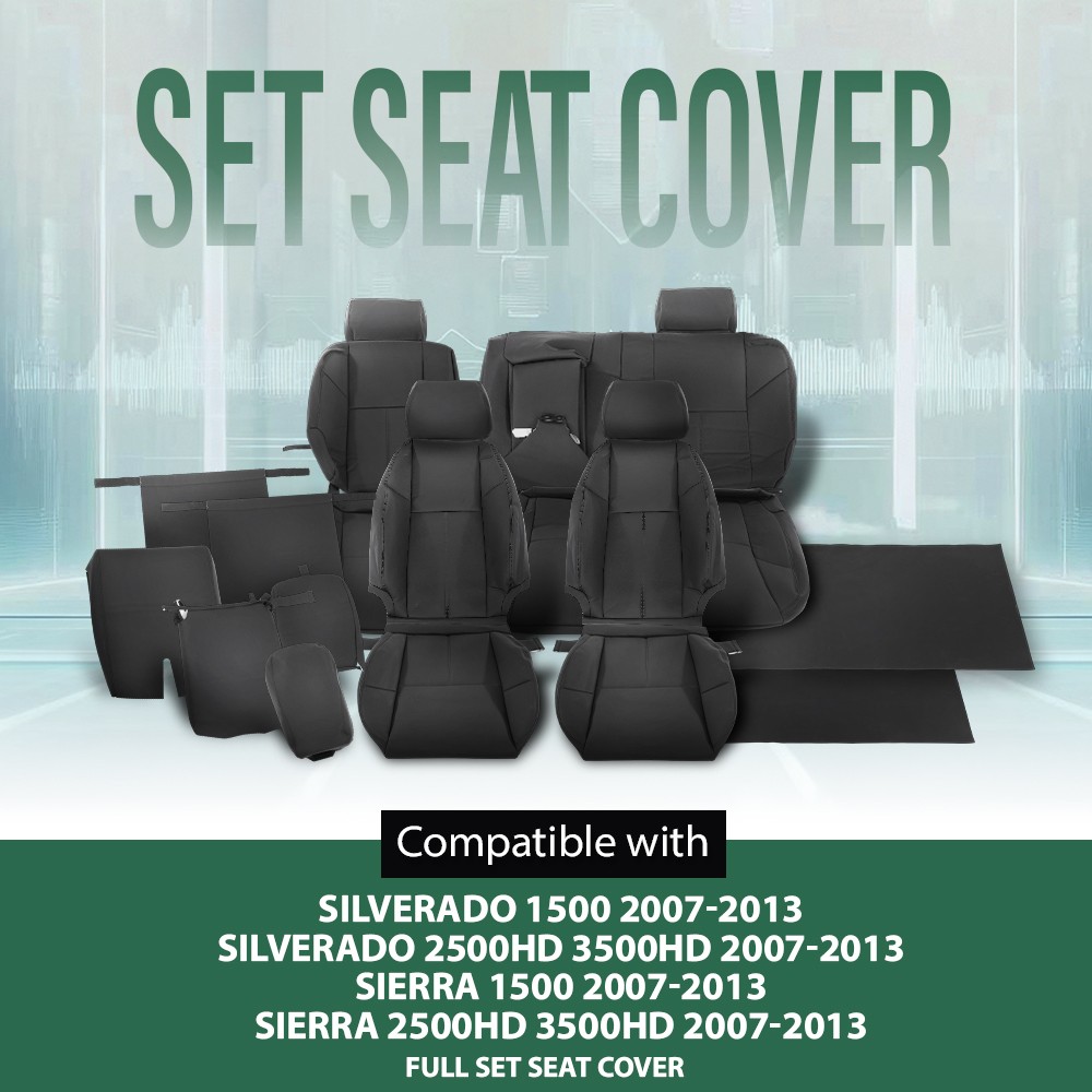 Fit For 07-13 Chevy Silverado GMC Sierra Crew Cab Full Set Seat Covers Replace