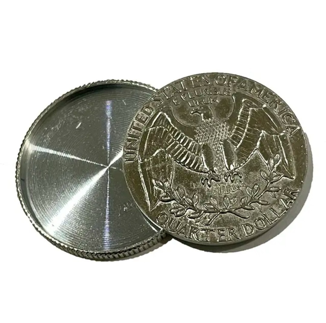 Magic Trick Spy Quarter Hallow Coin Magicians Prop T1