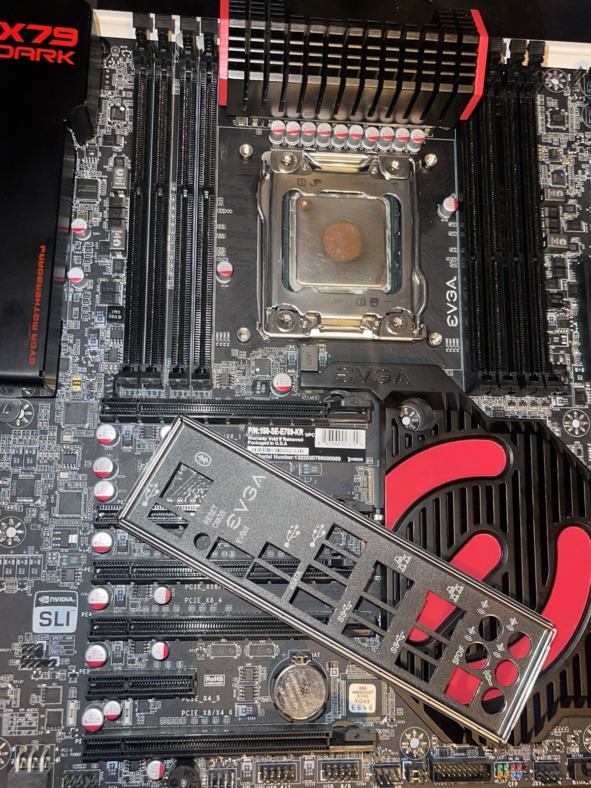 EVGA X79 Dark with Intel i7 3970x with custom polished copper IHS.