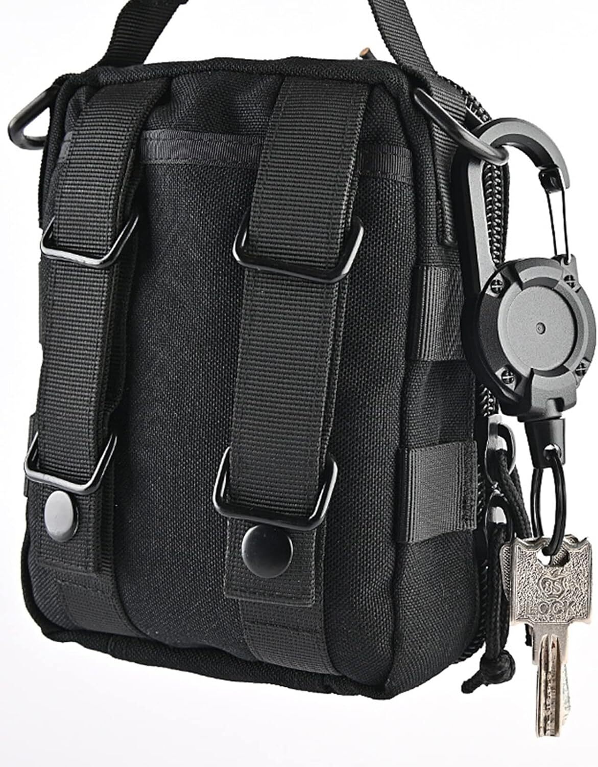 2Pcs Heavy Duty Keychain Retractable Carabiner Car Key Chain with Badge Holder