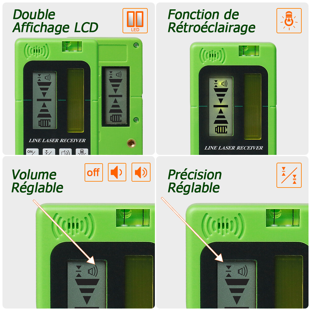 Huepar 12 Lines Green Beam Self Leveling Laser Level with LCD Screen + Receiver