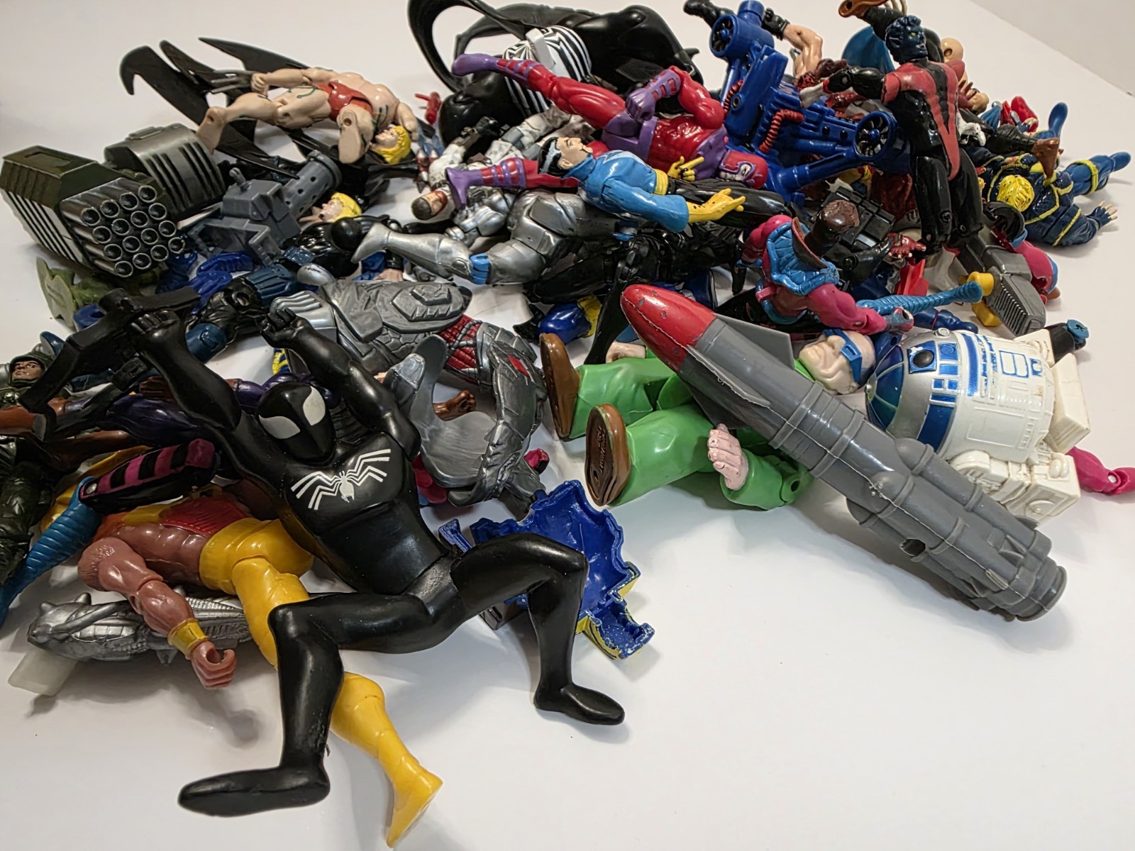Mixed Lot of Junk Action Figures and Toys, Plastic Unboxed Missing Junk Toy Box