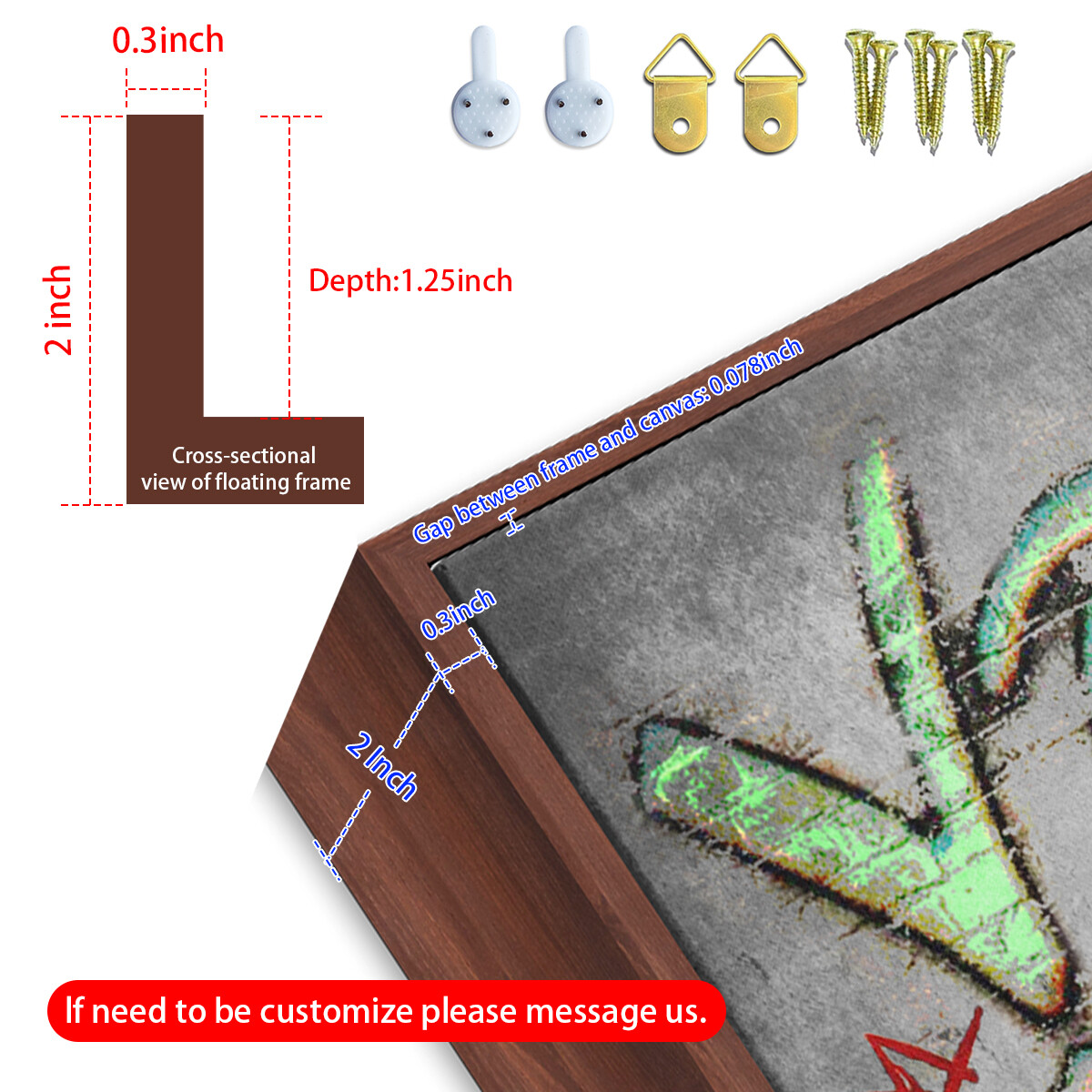 Canvas Floating Frame Wood-Look Floater Frames for Canvas Paintings Frame Decor