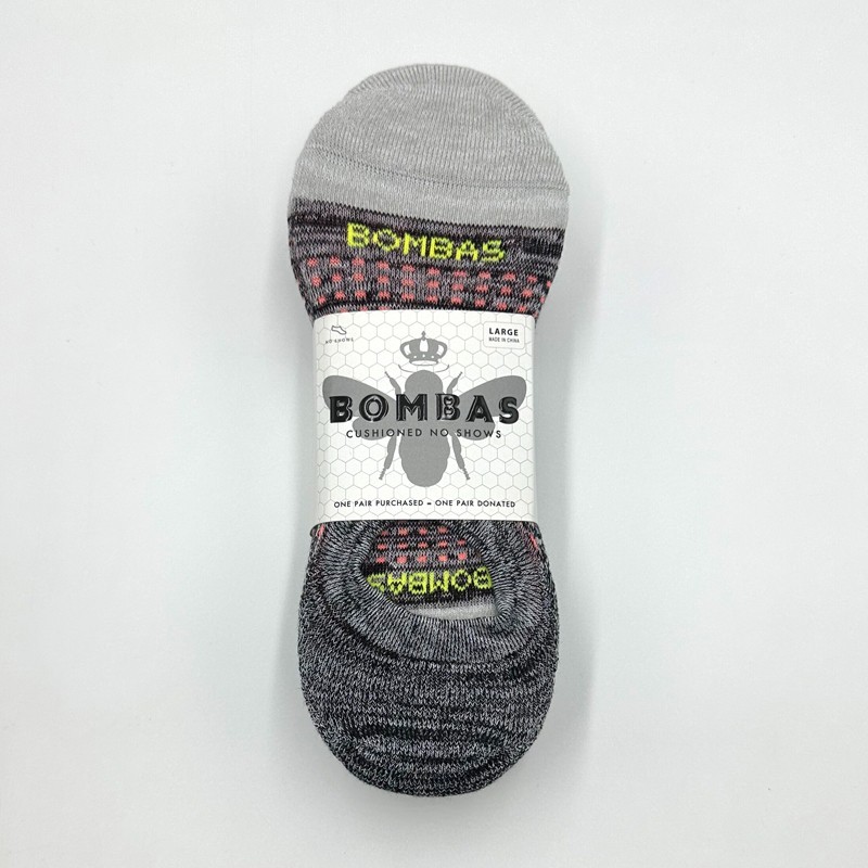 4 pairs BOMBAS Men's Performance Cushioned No Show Socks Size Large 9.5-13 Grey