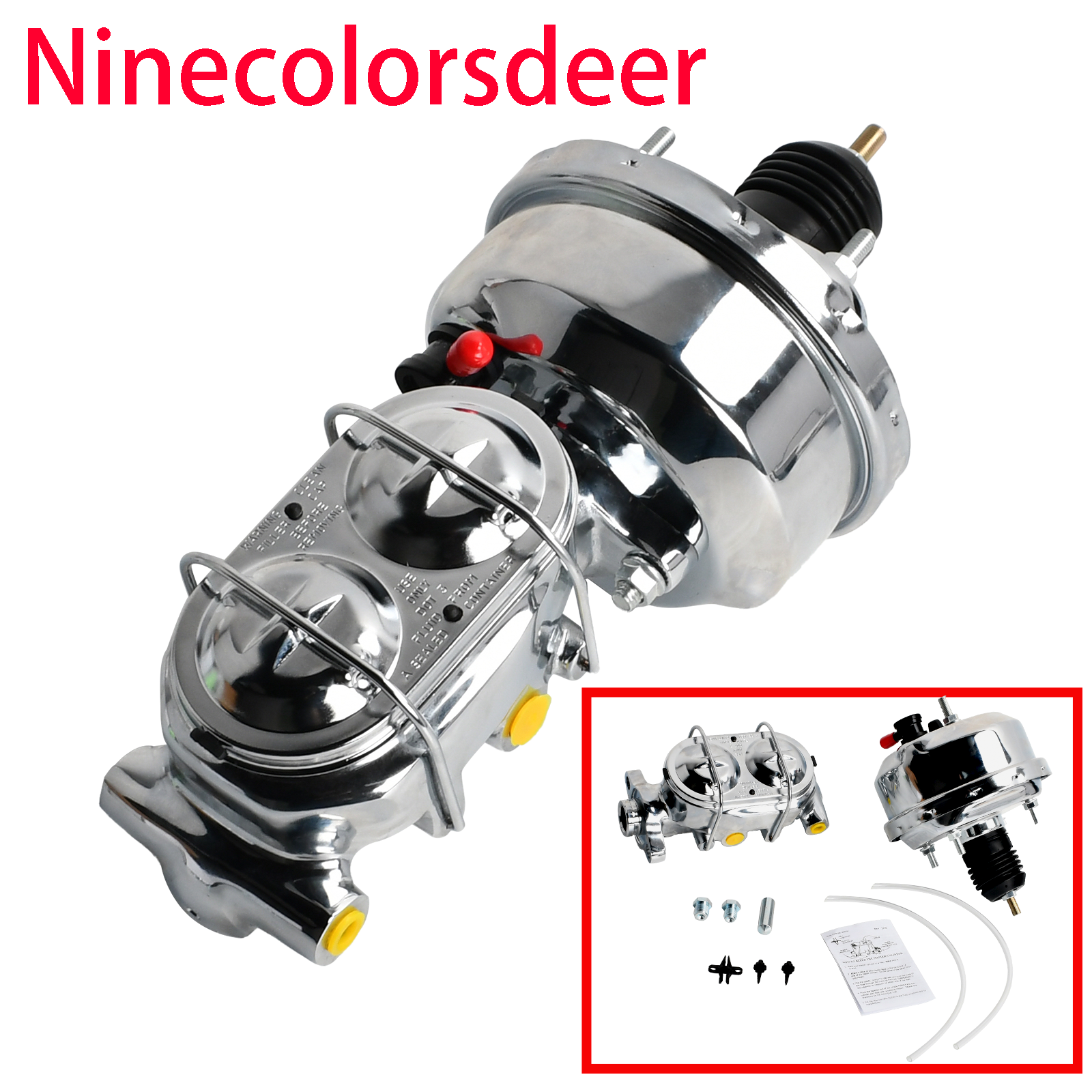 7" Street Hot Rod Power Brake Booster & Master Cylinder Brakes Custom Car Chrome