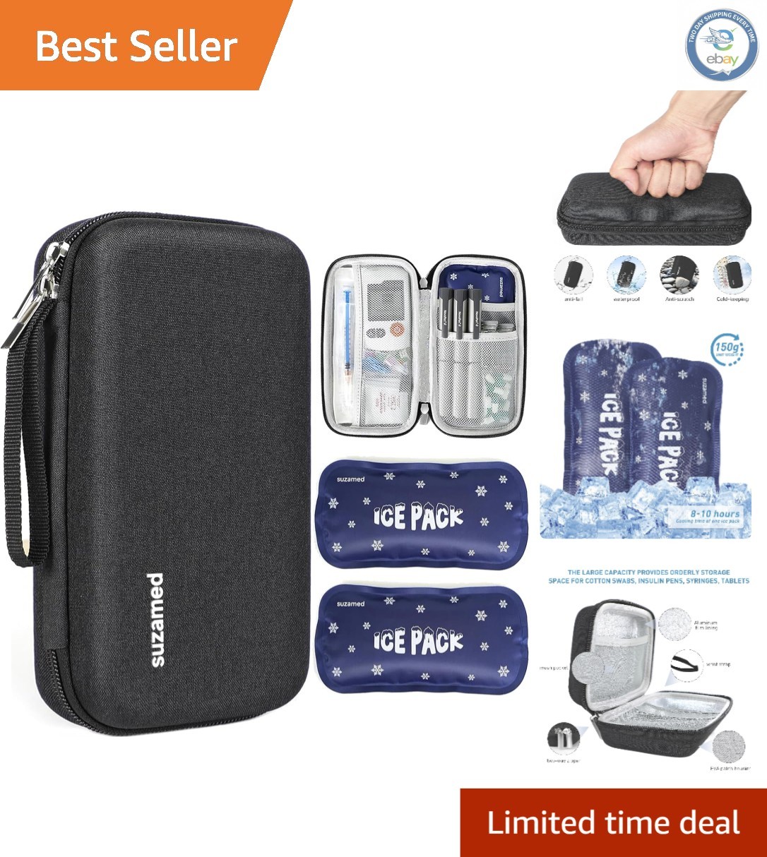 Travel Medicine Kit for Insulin Pens - Large Capacity & TSA Approved Cooler Case