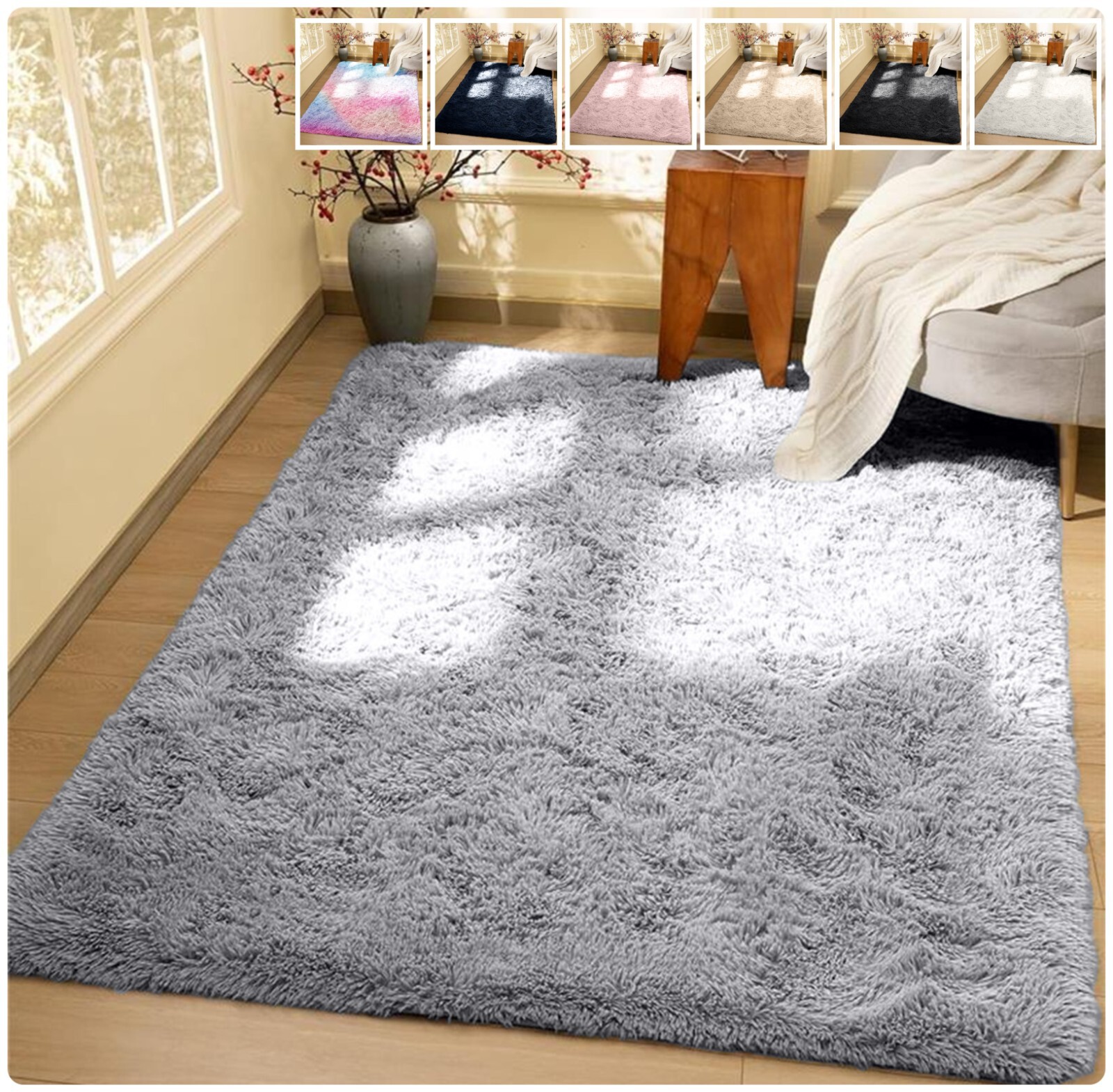 Large Rugs Non Slip Fluffy Shaggy Area Rug Living Room Bedroom Carpet Floor Mat