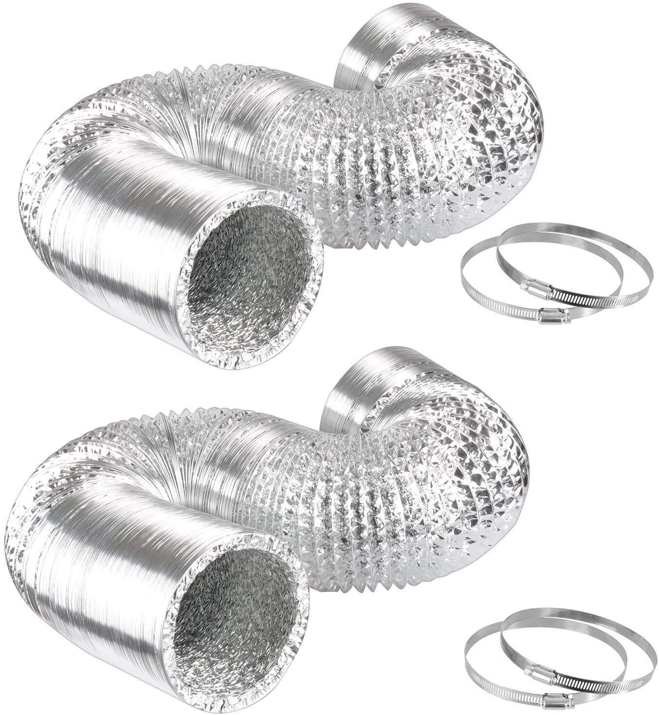 iPower 6 Inch 16 Feet Non-Insulated Flex Air Aluminum Ducting Vent Hose 2-Pack
