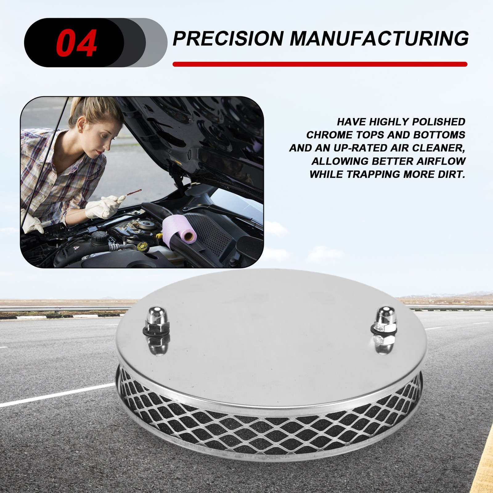 1PCS Car Chrome Pancake High Air Air for 1.25 Inch SU HS21258