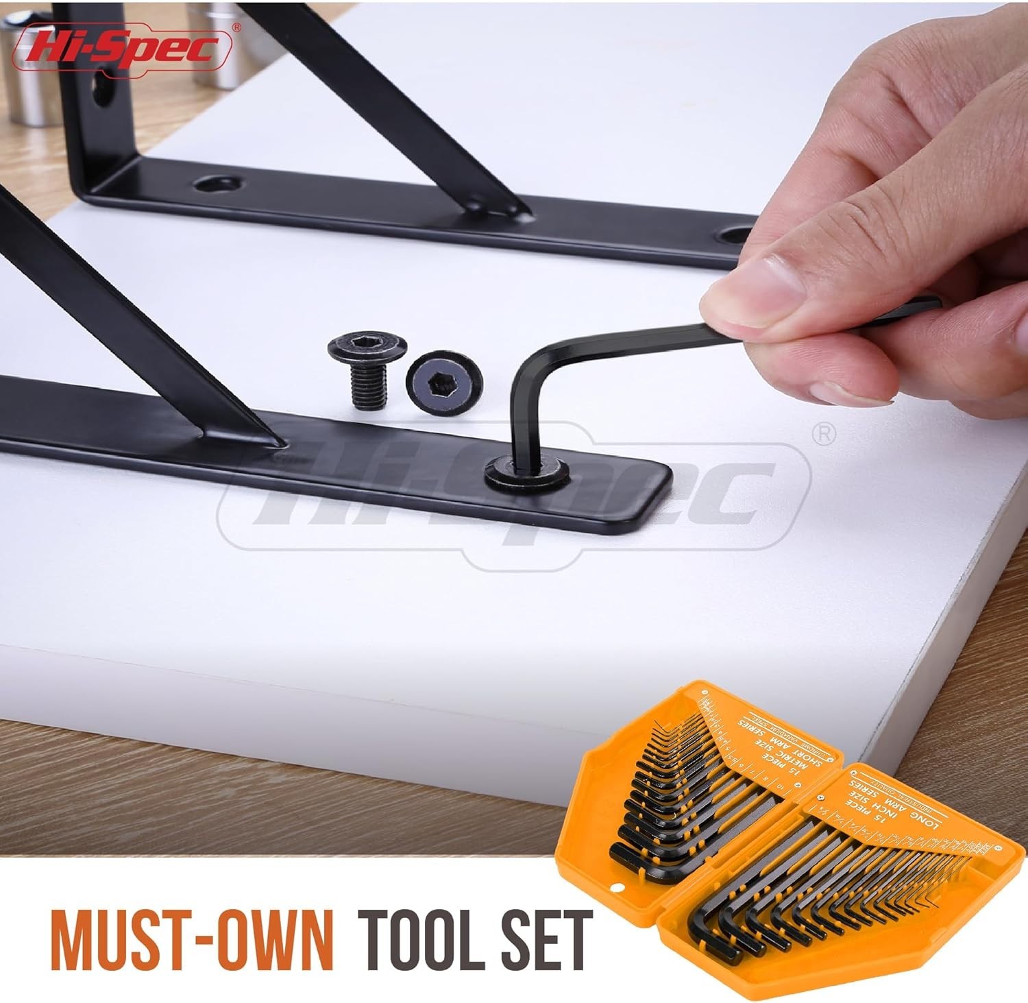 Hi-Spec 30pc SAE and Metric Hex Allen Key Wrench Folding Case Set.