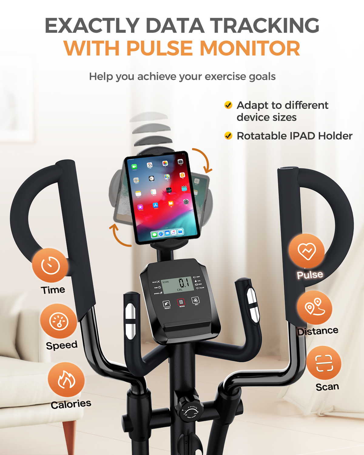 Home Elliptical Machines Hyper-Quiet Magnetic Driving System 16-Level Resistance