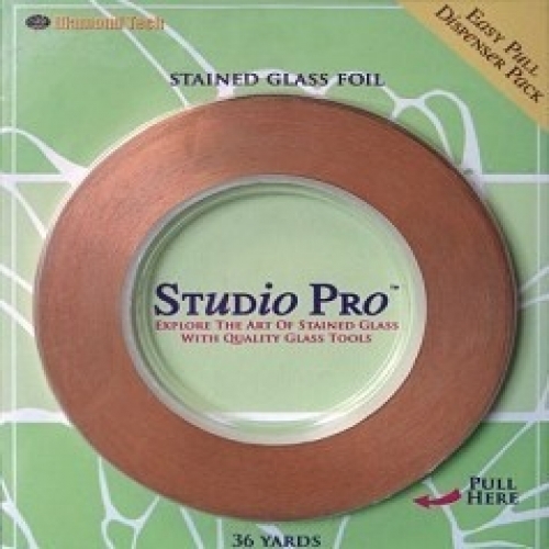 STUDIO PRO STAINED GLASS 1/4" SILVER LINED COPPER FOIL IN DISPENSER PACK ROLL