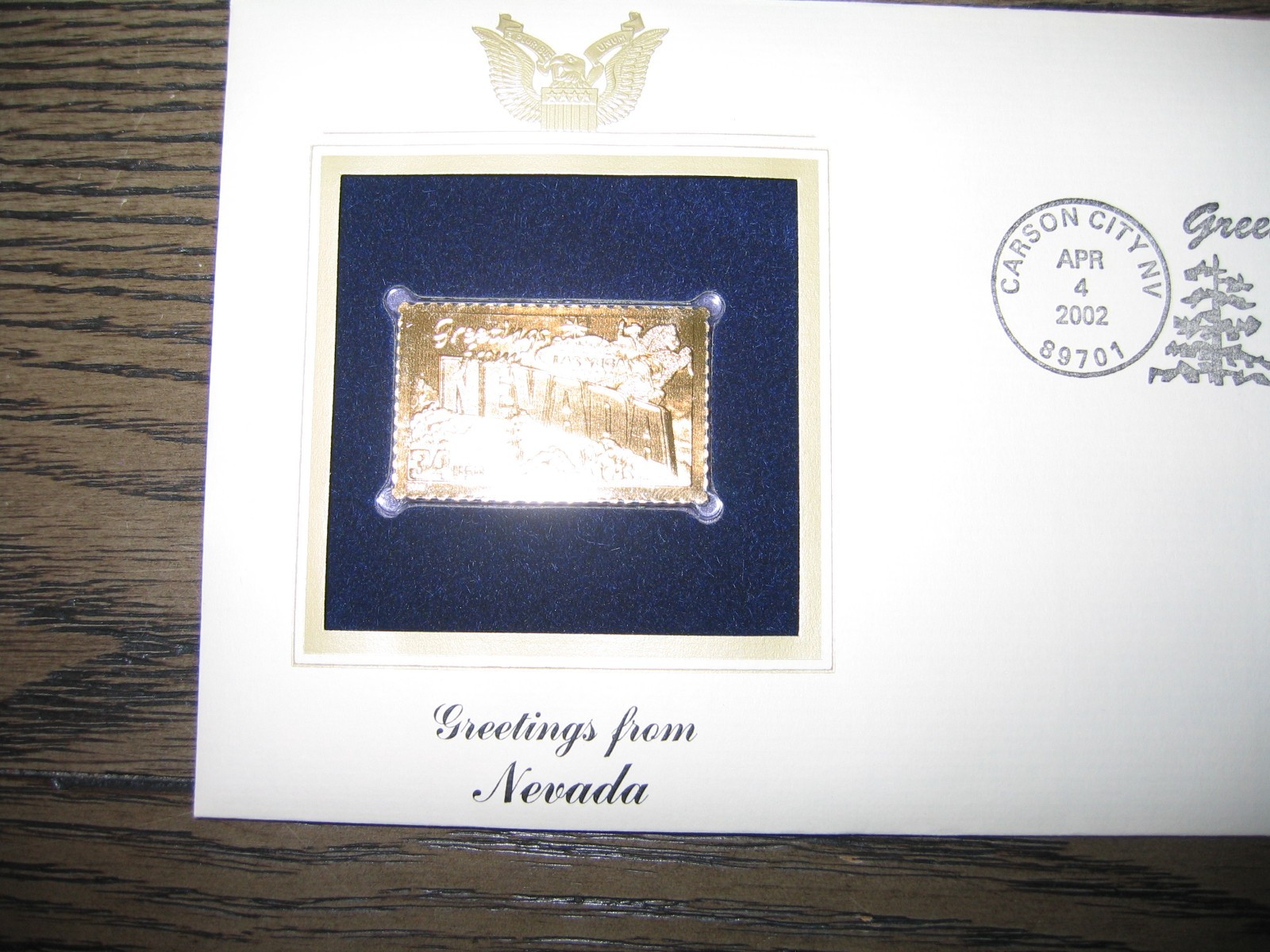 2002 NEVADA Greetings From America replica Gold Stamp Golden COVER
