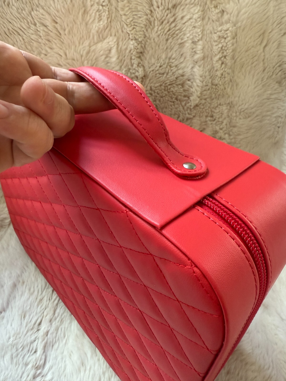 Harlembling Leather Travel Jewelry Box Case - Red