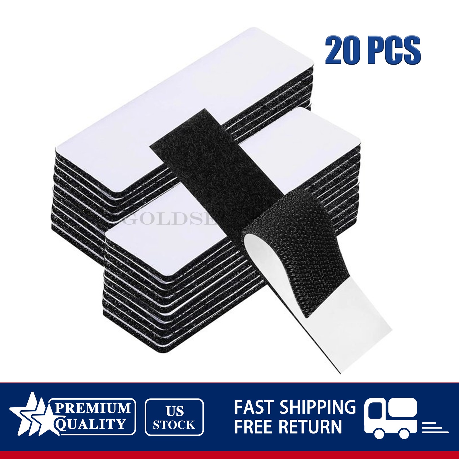 20 Sets Black Heavy Duty Hook & Loop Adhesive Strips Sticky Back Fastener 1x4”
