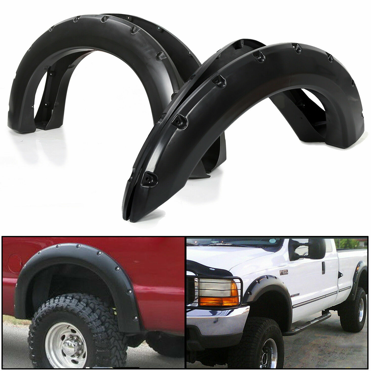 For 1999-2007 Ford F250 F350 Super Duty Fender Flares Wheel Pocket Rivet Style