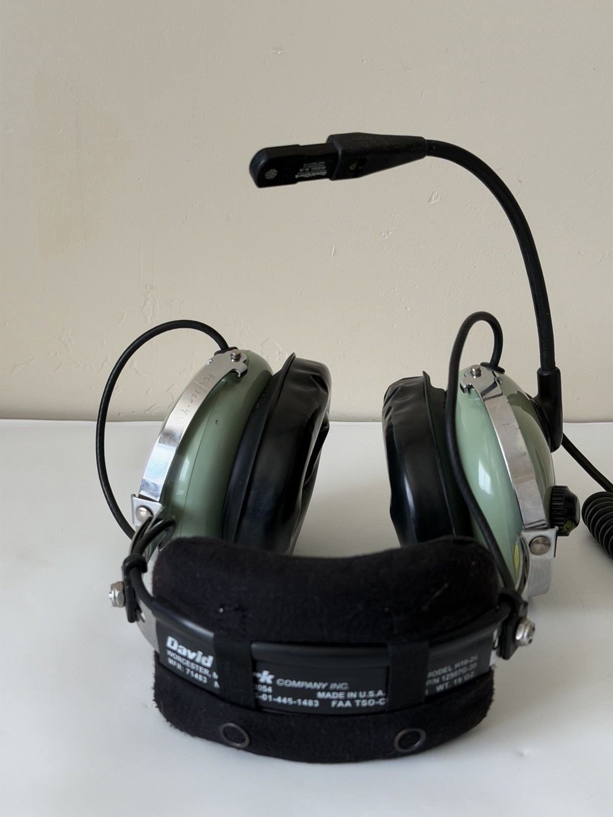 David Clark Aviation Headset Model H10-26 Noise Cancelling Microphone M7A