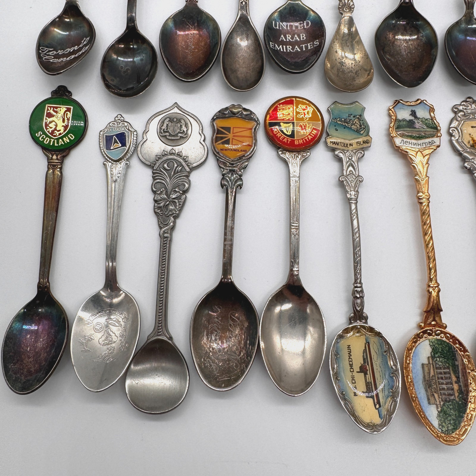 Lot of 47 Souvenir Spoons - World Countries - Silverplated EUC