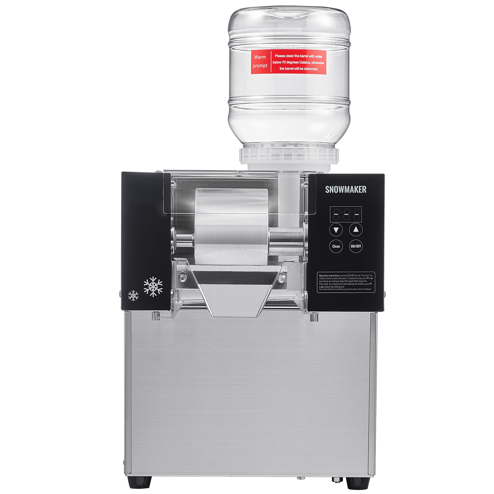 Commercial Snowflake Ice Machine 176LBS/24H Stainless Steel for Ice Cream