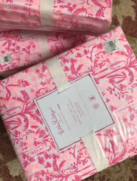 Pottery Barn Swing of Things Sheet Set Pink Full Lilly Pulitzer Palm Beach New