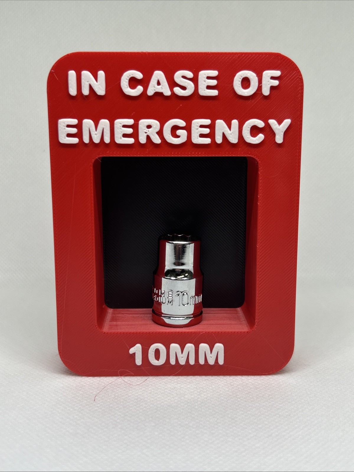 Novelty In Case Of Emergency 10mm Socket Held In With Magnet And Magnetic Back