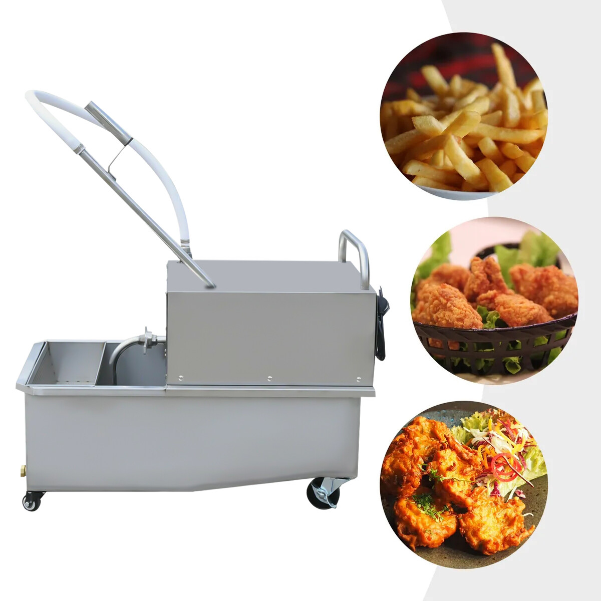 55L Portable Fryer Oil Filter Cart Machine Commercial Fried Filtration System