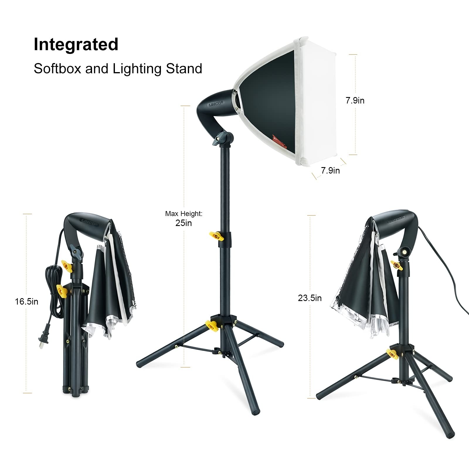 Lincostore Mini Softbox Lighting Kit 8x8inch, Table Top Photography Lighting ...