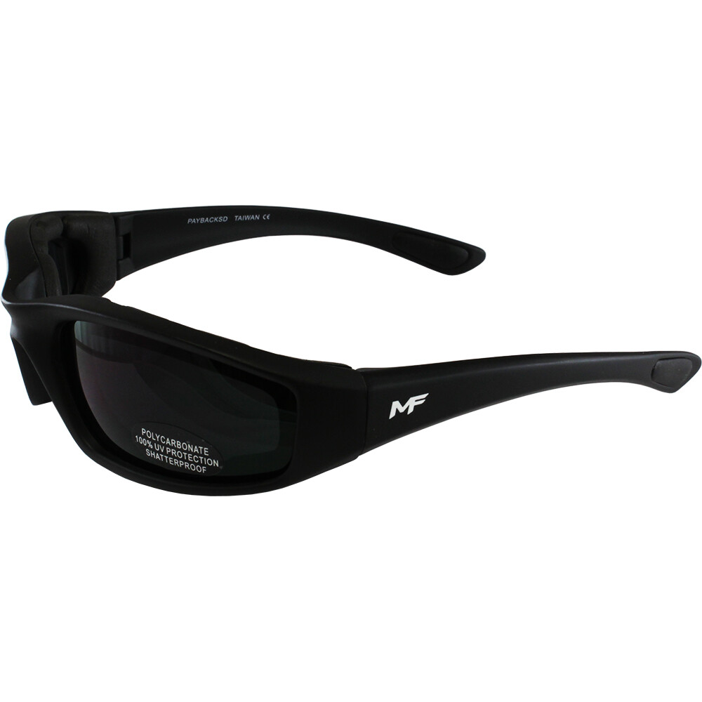 MOTOFRAMES PAYBACK PADDED MOTORCYCLE SUNGLASSES SUPER DARK SMOKE LENS