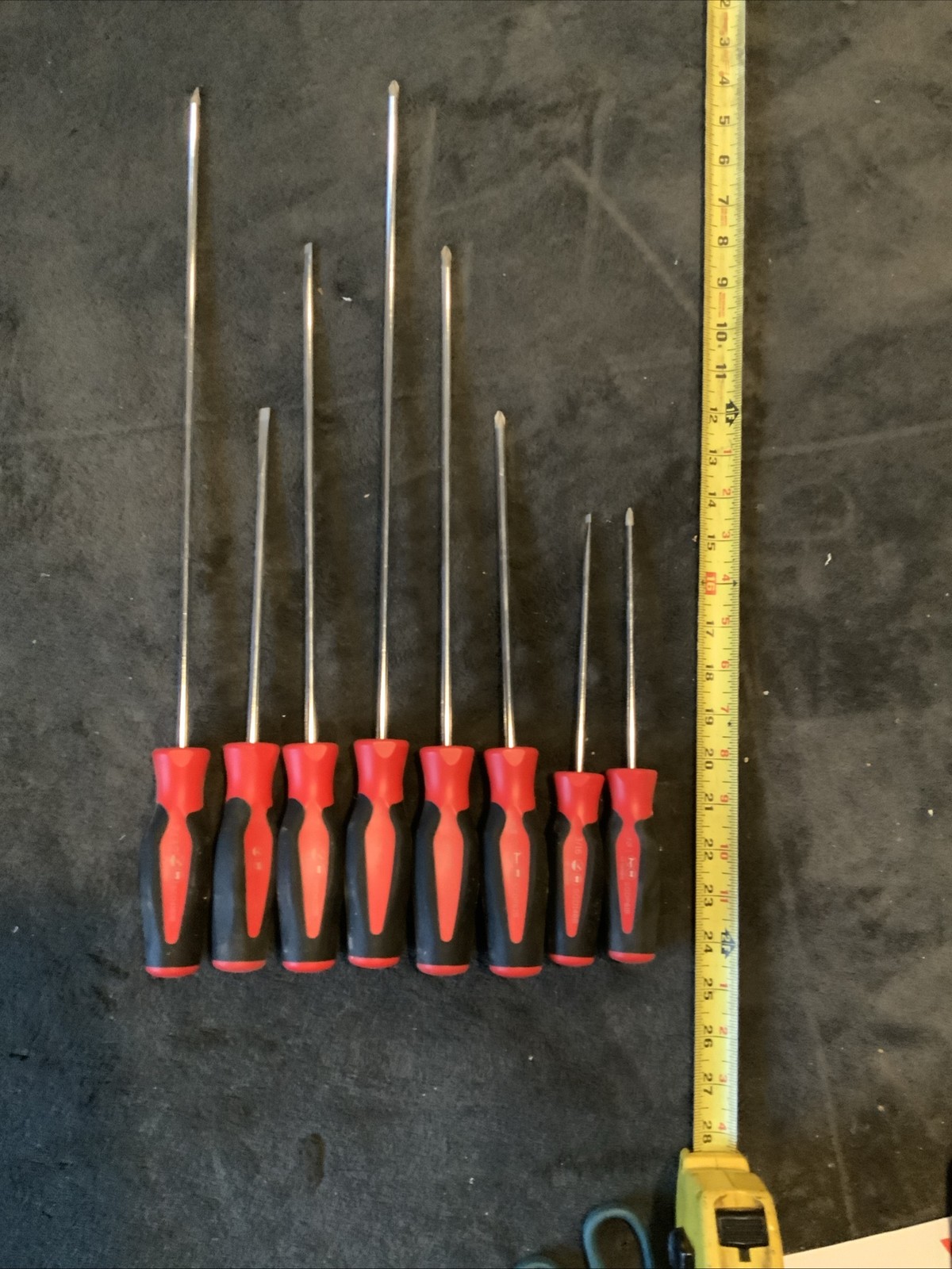 Snap-on 8pc Long Screwdrivers Set Red Used Hand Tools