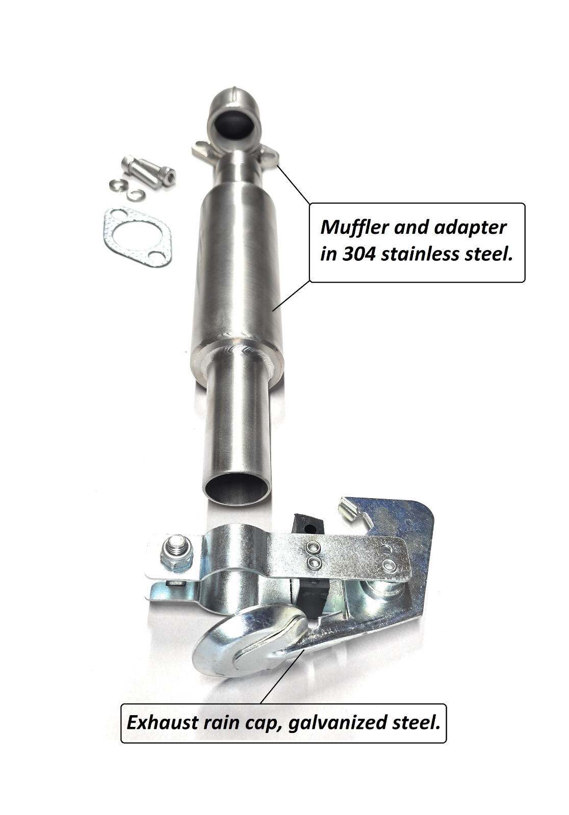 Rain cap Exhaust Muffler SS: Predator 301, 420. Honda GX 240, 270, 390.