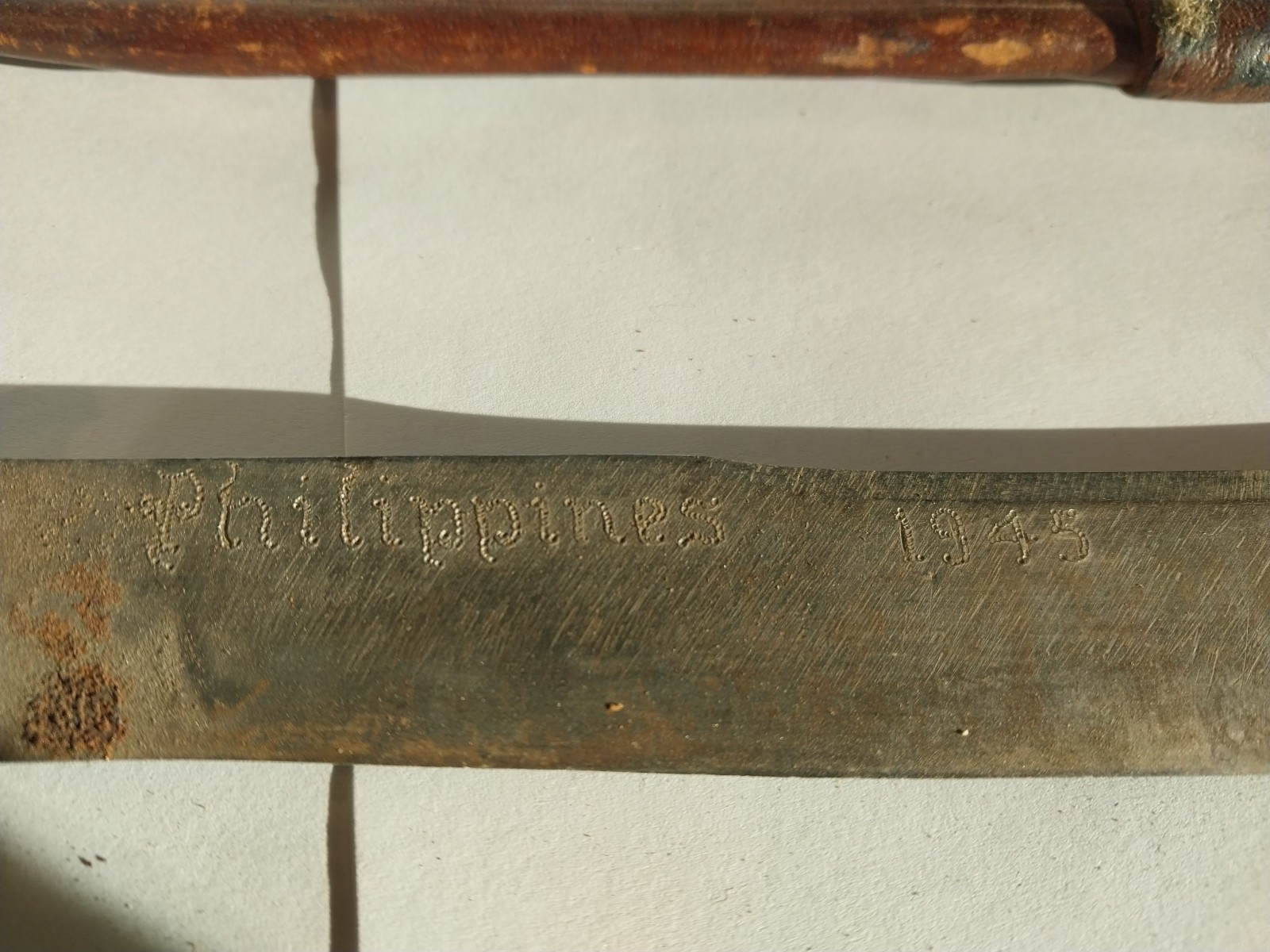 WWII Philippines Fighting Knife and sheath 1945 great shape "Bowie"