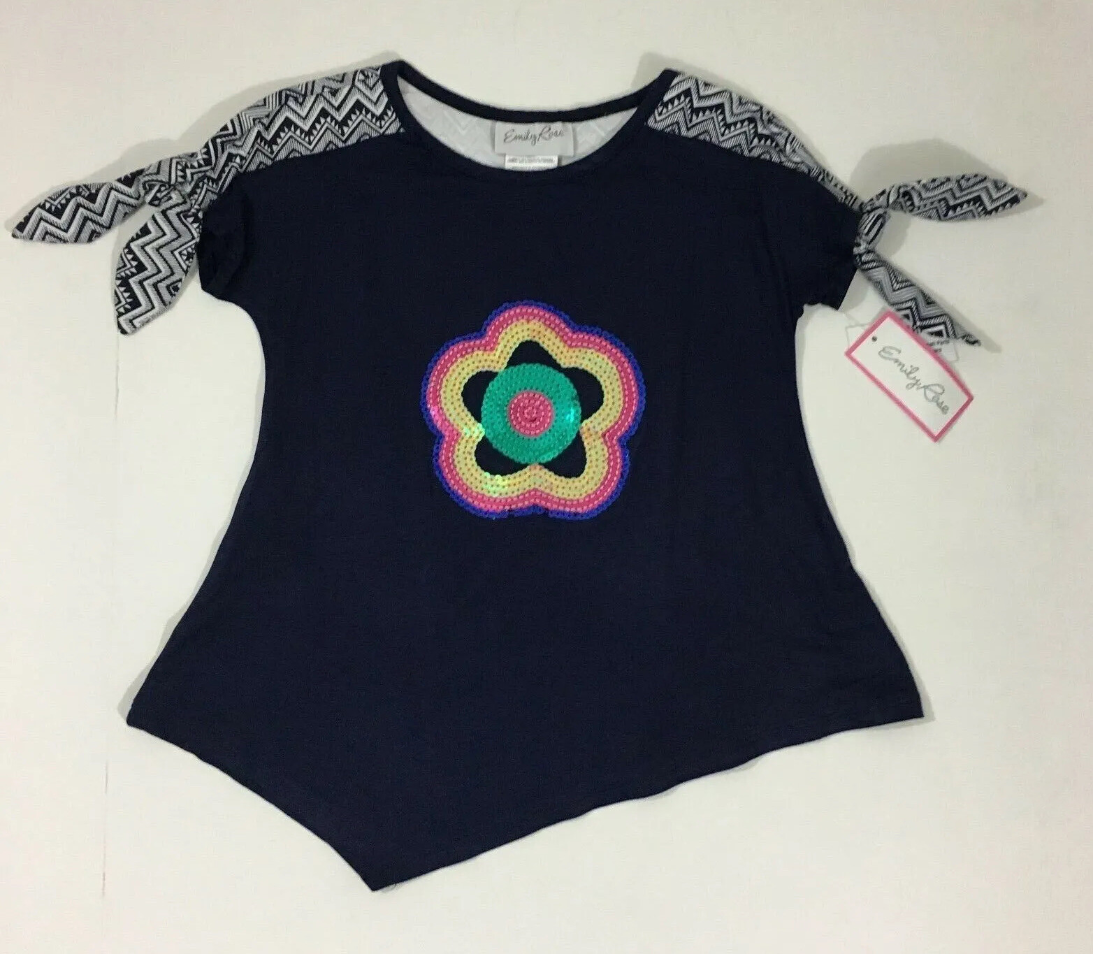 Emily Rose NWT Size 5 Boutique Navy Sequins Flower Top Legging Outfit SUPER SOFT