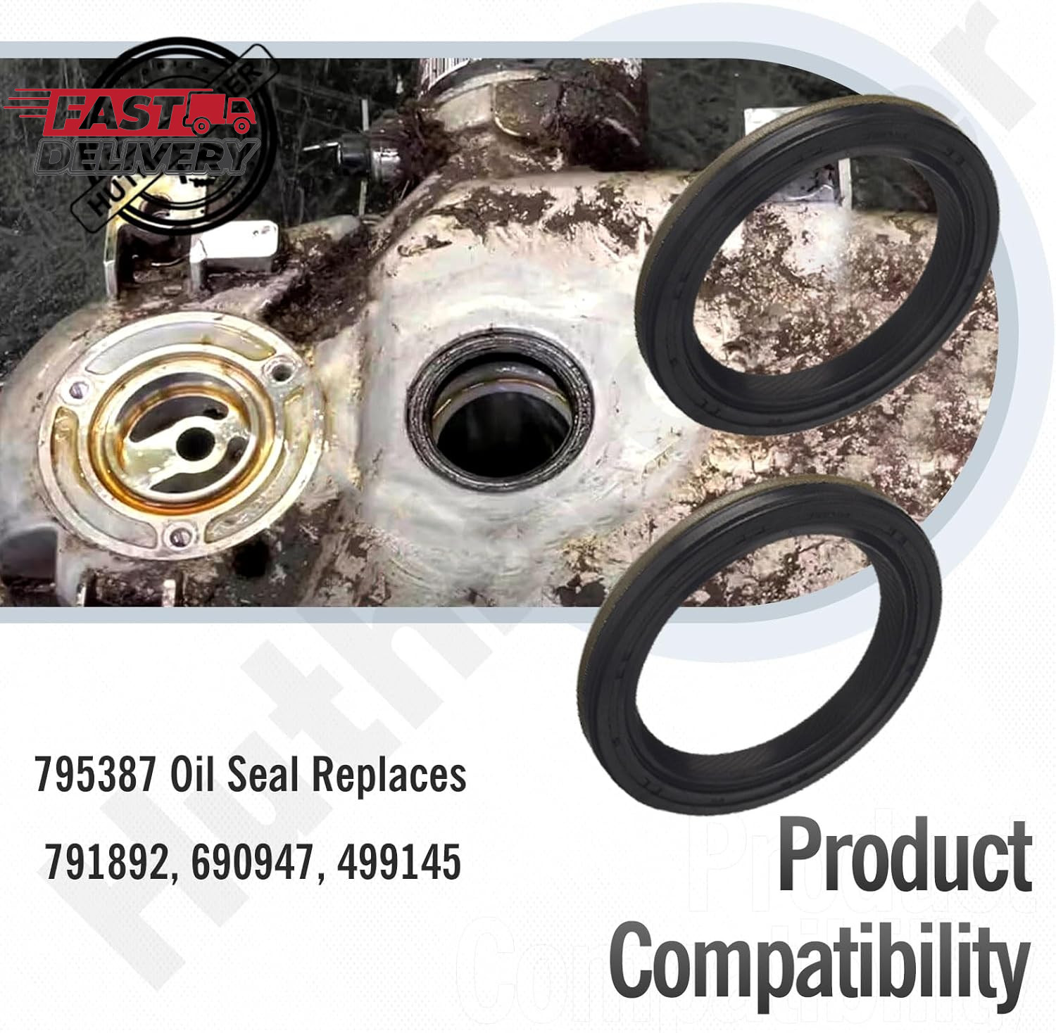 2 Packs 795387 Oil Seal for B&S Replaces 499145/791892/690947