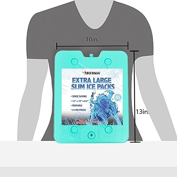 Kona Thin Ice Packs - Large, Thin Cooler Ice Packs - Reusable - (Set of 20)