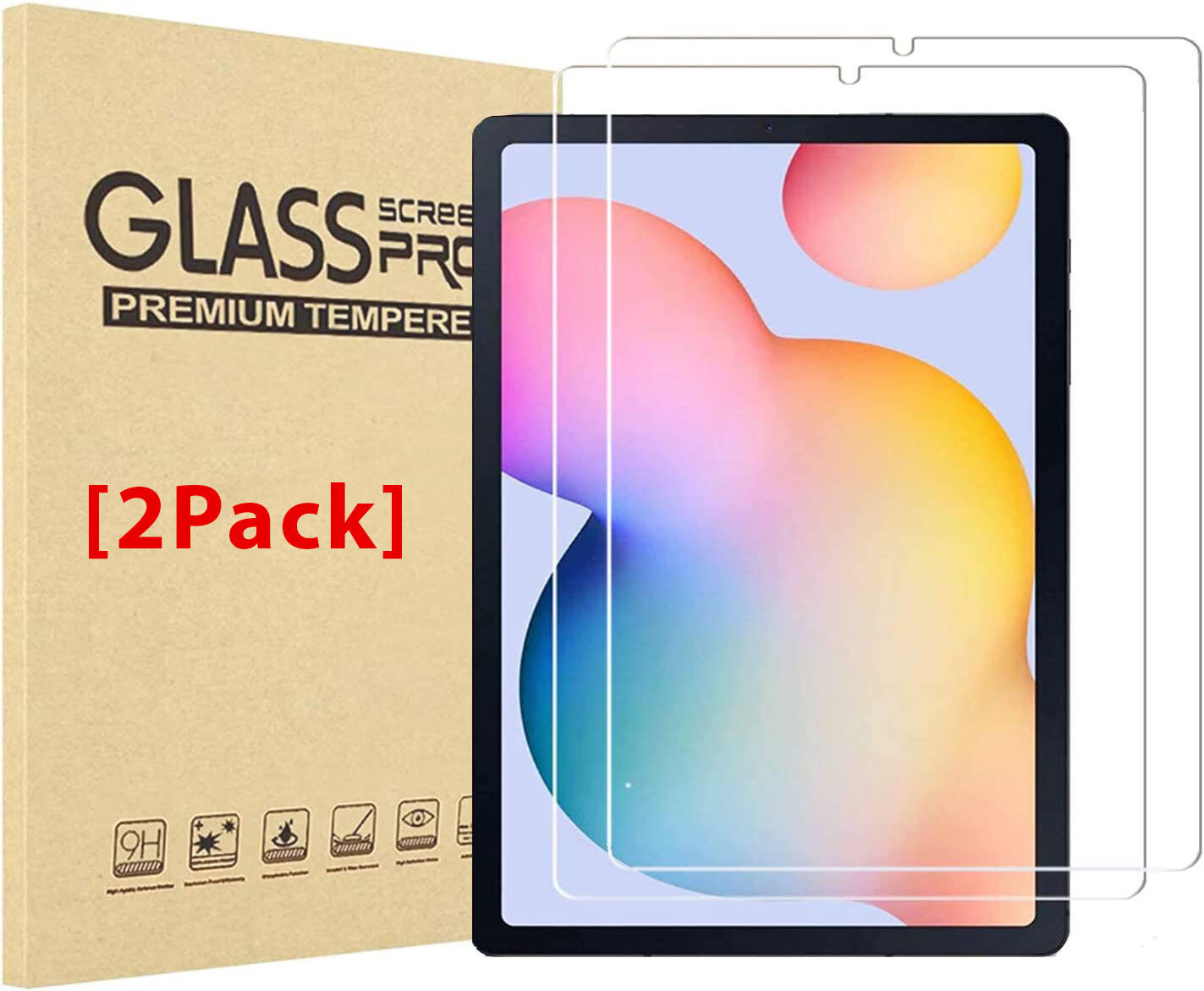 2 Pack Tempered Glass Screen Protector For Samsung Galaxy Tab S6 Lite 10.4" P610
