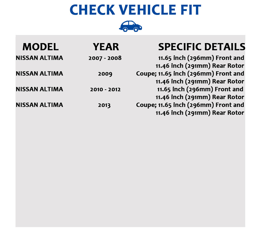 Fit for Nissan Altima 2007-2013 Front and Rear Slotted Brake Rotors Pads Brakes