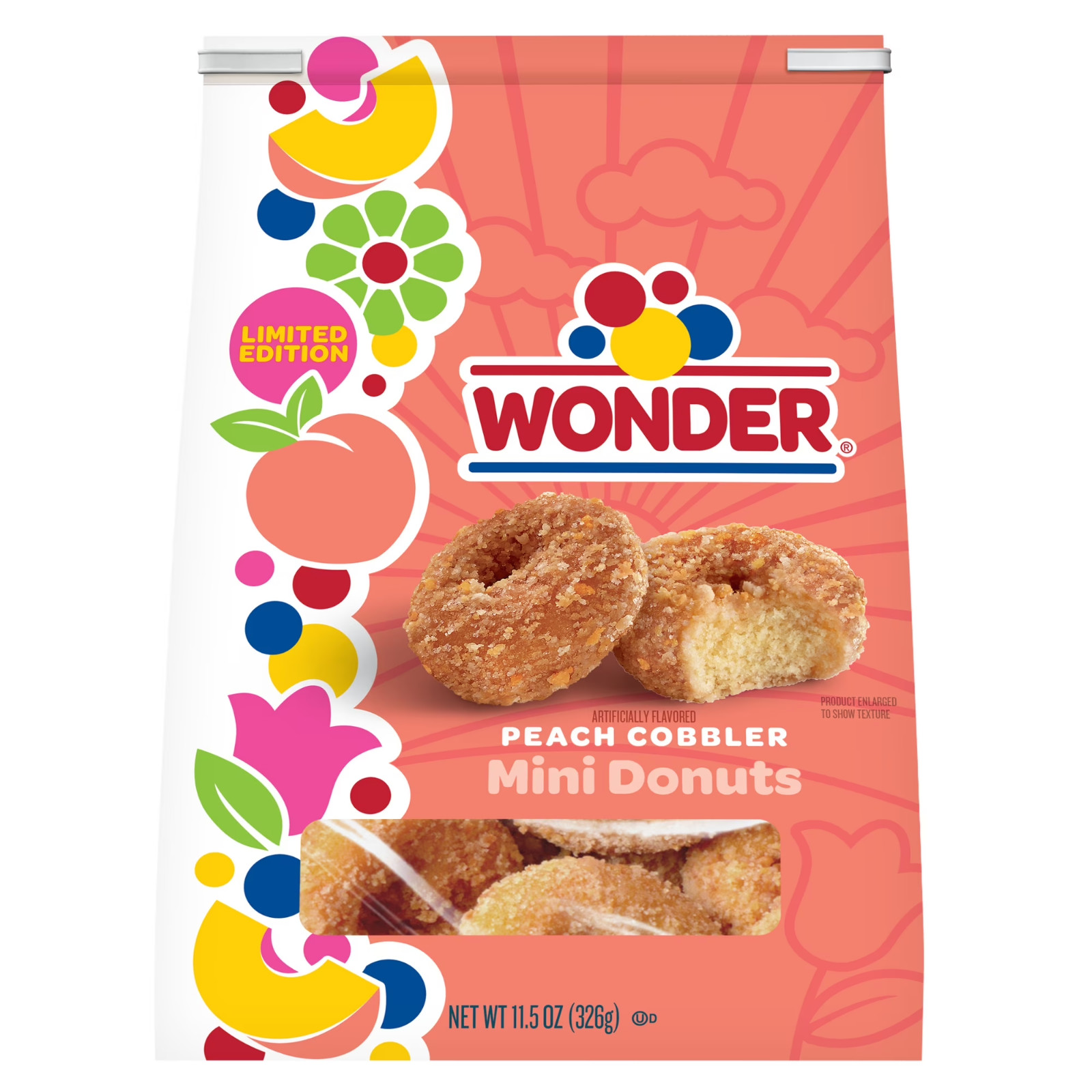Wonder Peach Cobbler Flavored Mini Donuts, 11.5 oz