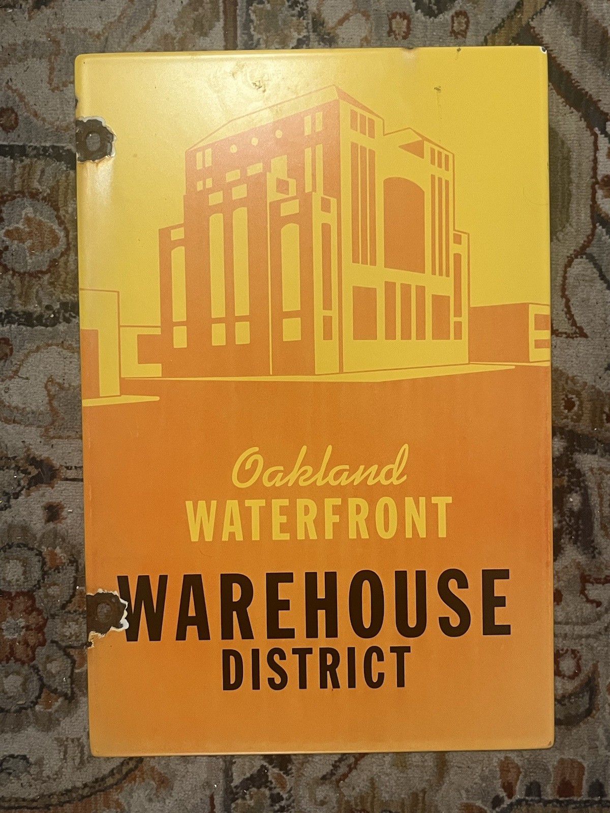 OAKLAND “WATERFRONT WAREHOUSE DISTRICT” Porcelain Enameled Sign 12”x18”
