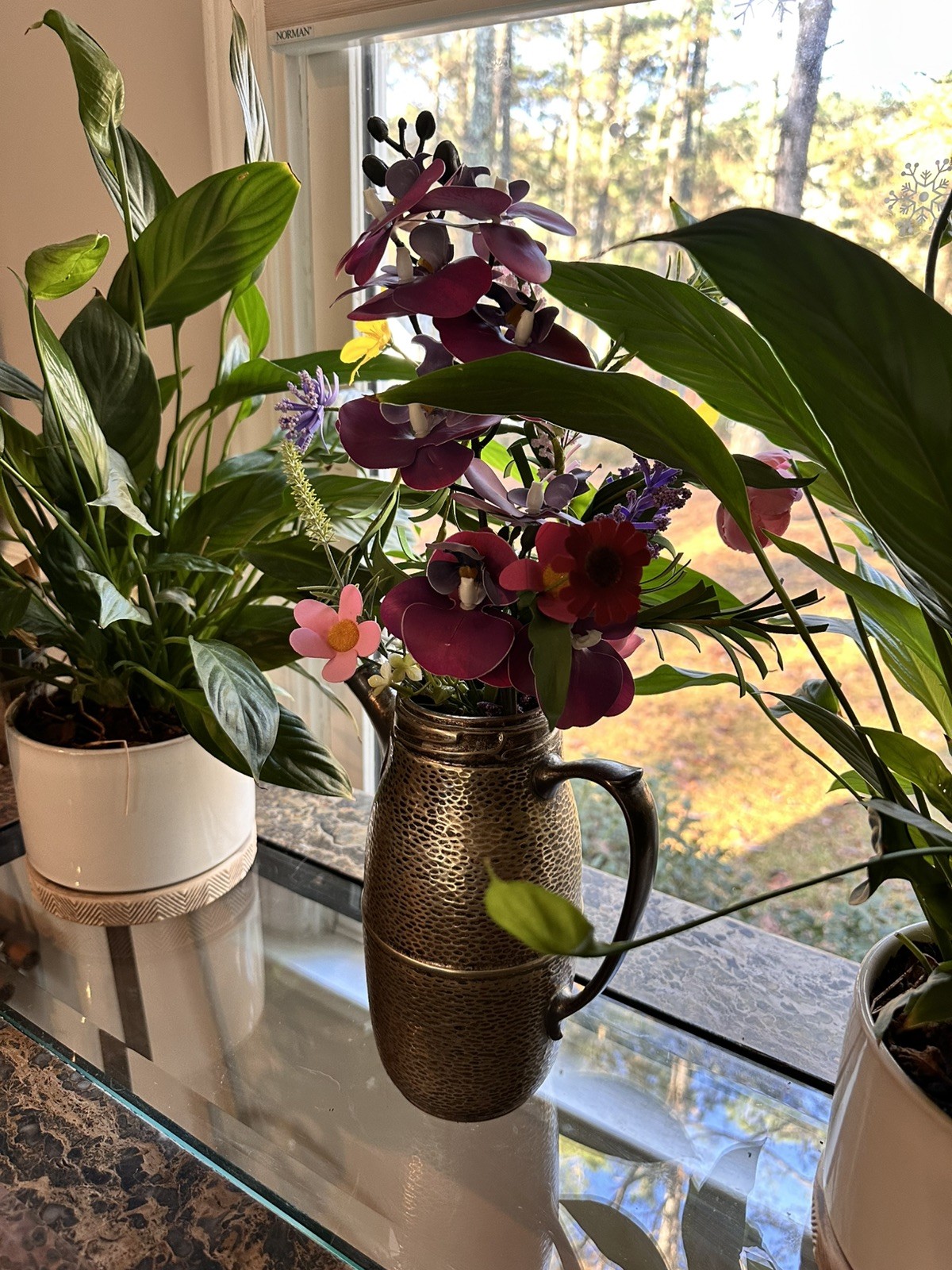 Art Deco Nickel Silver And Silver Plate Cocktail Shaker With Cork -Hand Hammered