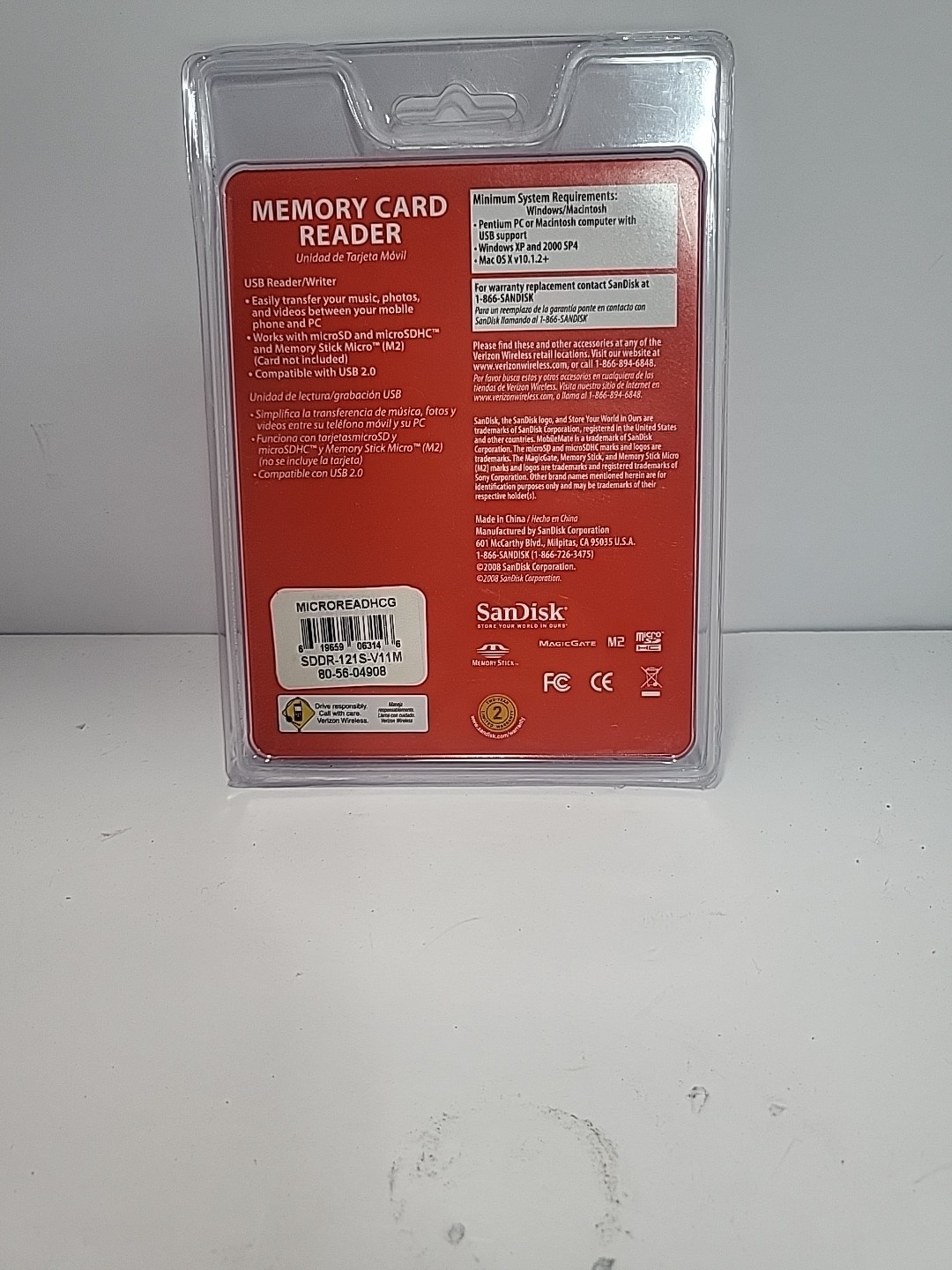 SanDisk MobileMate Micro Memory Card Reader Verizon SDDR-121S-V11M Mobile Phone