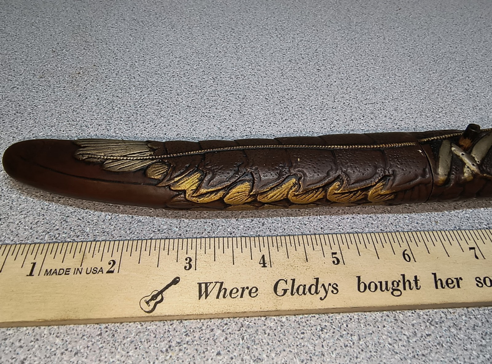 JAPANESE POST WWII SOUVENIR KNIFE & SHEATH UNIQUE TANTO SPINEY LOBSTER ENGRAVED