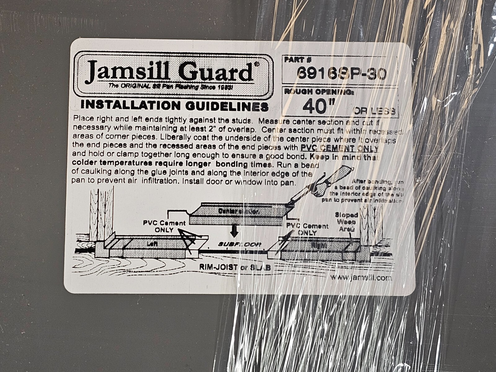 (QTY 2) Jamsill Guard Sill Pan Flashing 6 9/16 Up To 40" Plastic Step Flashing