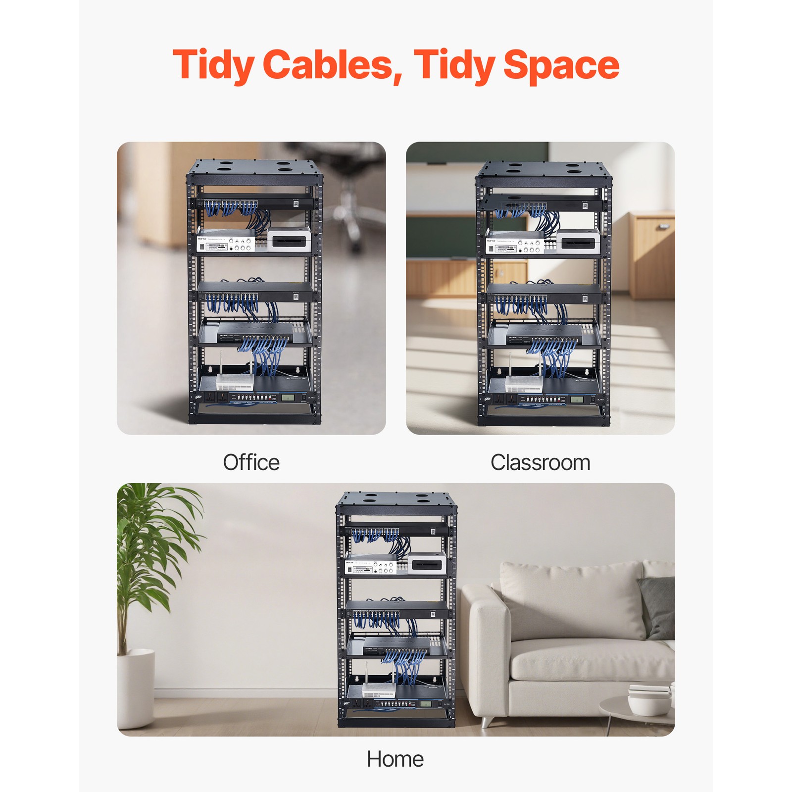 Uimoso 20U Open Frame Wall-Mount Server Rack with 4 Posts and Shelves